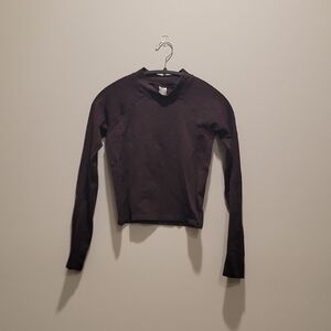 Fabletics Dark Purple / Oxblood Seamless Long Sleeve Cropped Training Top